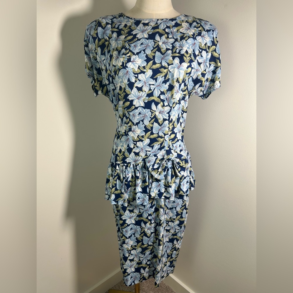 VTG 80s ITEMS Floral Midi Dress